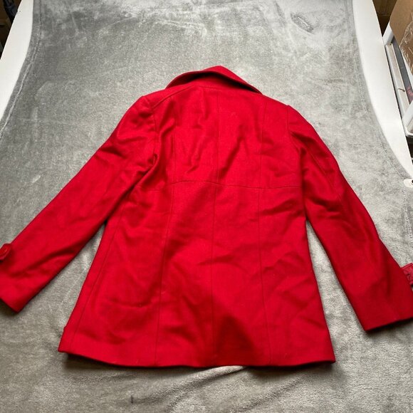 New York & Company Peacoat Womens 6 Red Wool Blend Double-Breasted Jacket Formal - Picture 8 of 12